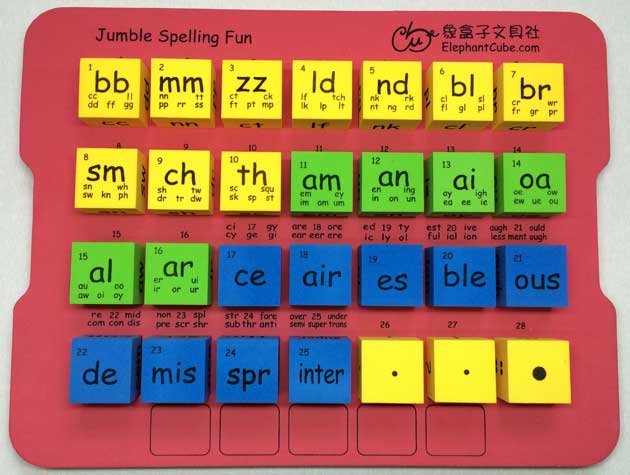 Jumble Spelling english phonics word family families cubes